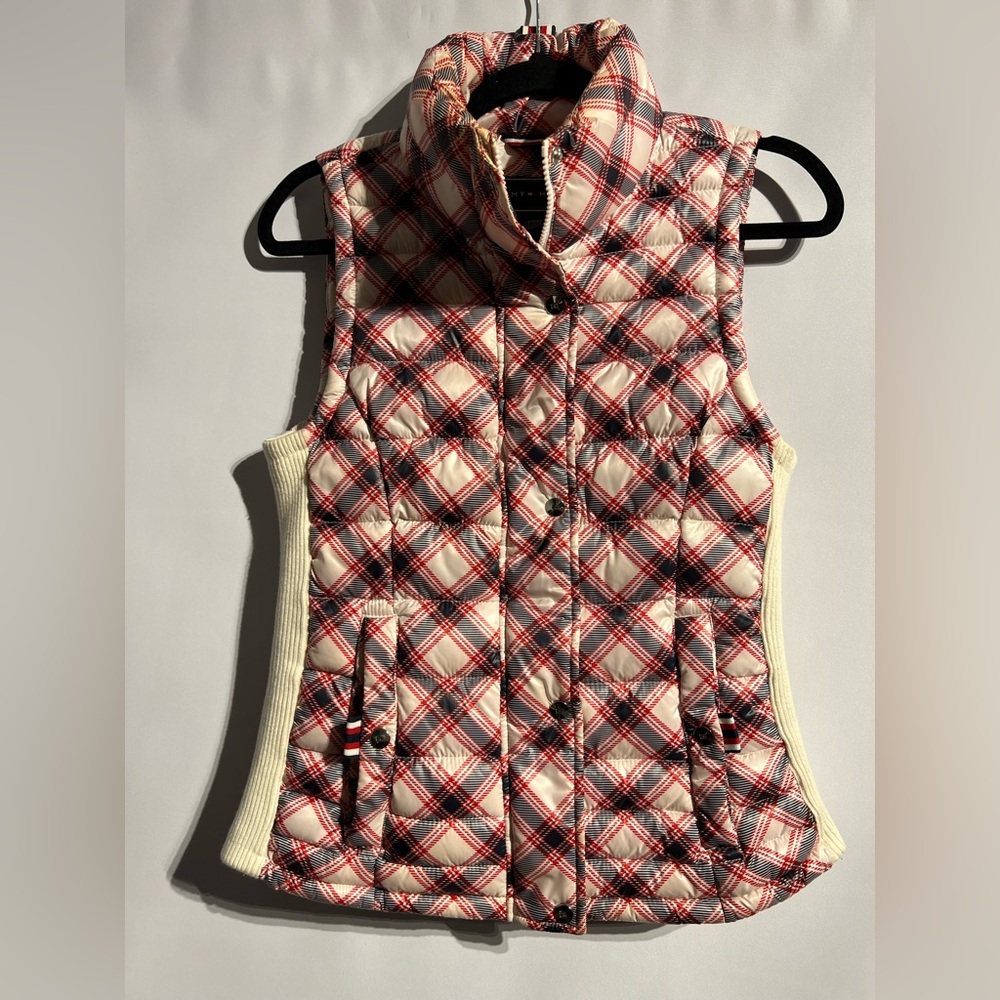 Tommy Hilfiger Red and Cream Checkered Vest - Picture 3 of 7